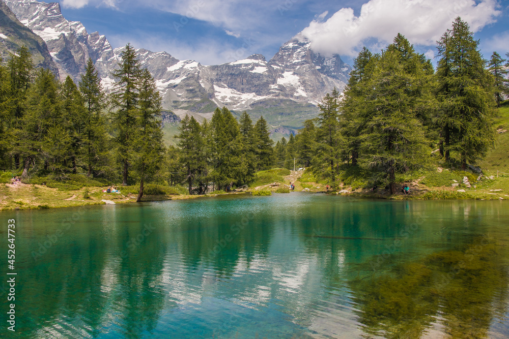 A paradise italian alpine place with lake with emerald water, Europe