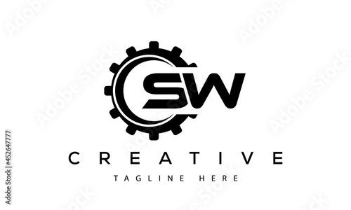 Gear letter SW logo icon Design Vector