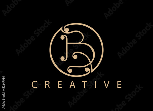 B logo design B unique curve pattern modern luxury