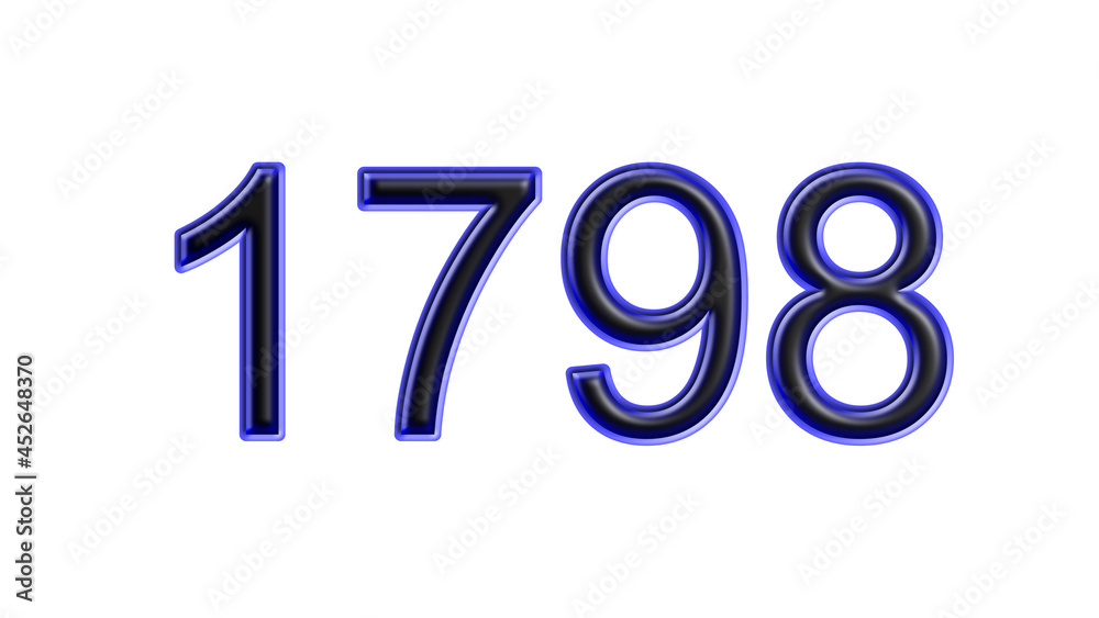 blue 1798 number 3d effect white background blue 1798 number 3d effect white background