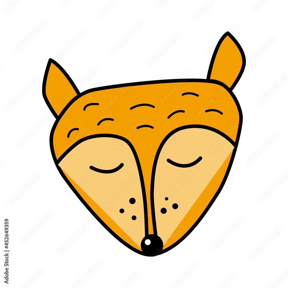 Fototapeta premium Cute fox face icon element. Woddland forest animal