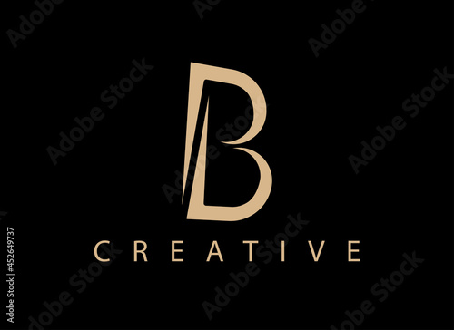 stock illustration letter B gold warrant unique curve modern luxury