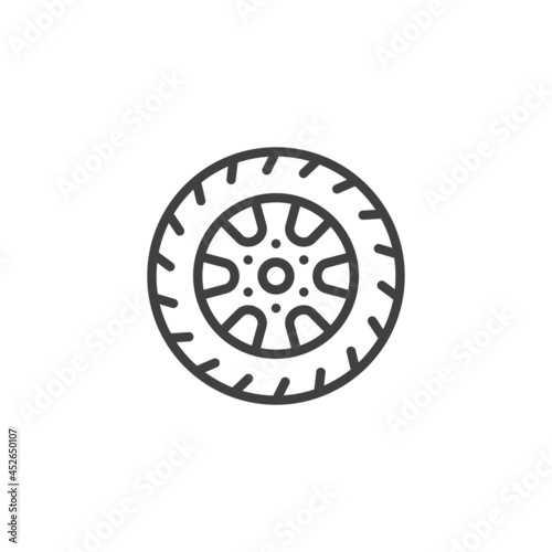 Car wheel line icon