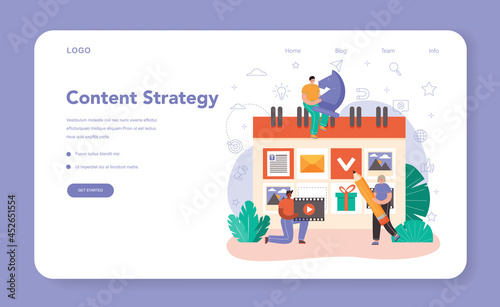 Content manager web banner or landing page. Idea of digital strategy