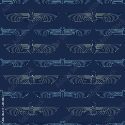 Seamless pattern with ancient egyptian symbol Scarab Winged sun for your project