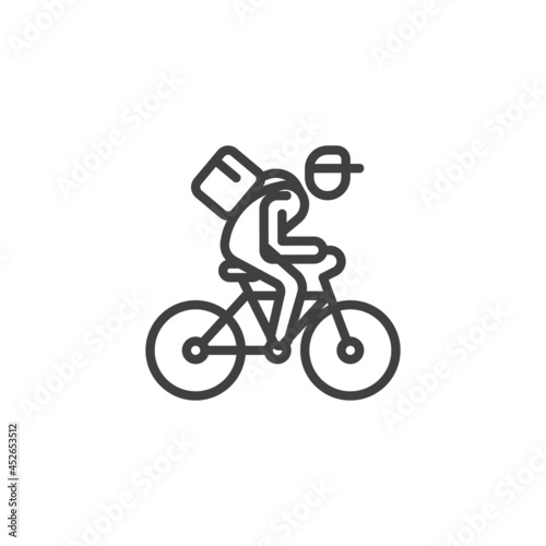 Delivery by bike line icon