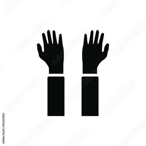 silhouette vector icon raising hands