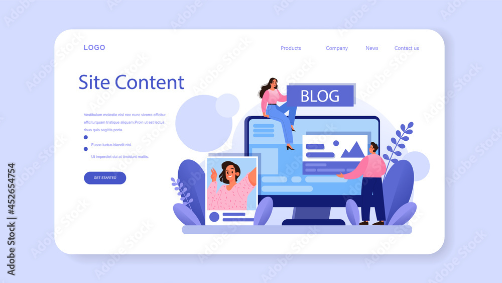 Site content web banner or landing page. Media filling, Site content web banner or landing page. Media filling,