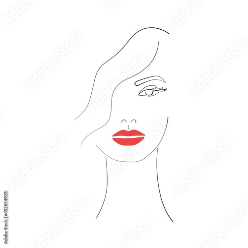 Continuous Line Drawing of Woman Face, Fashion Minimalist Concept, Woman Beauty Drawing, Vector Illustration. Good for Prints, T-shirt, Banners, Slogan Design Modern Graphics Style