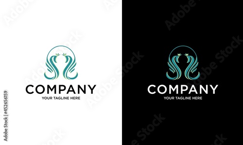Initial letter S swan logo design. Vector illustration of initial letter s to form the wings and head of a goose icon design. Modern logo design with wordmark style.