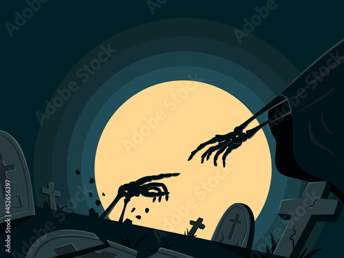 Skeleton is Resurrecting in Tomb for Halloween Wallpaper.