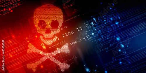 2d illustration abstract binary skull 
 