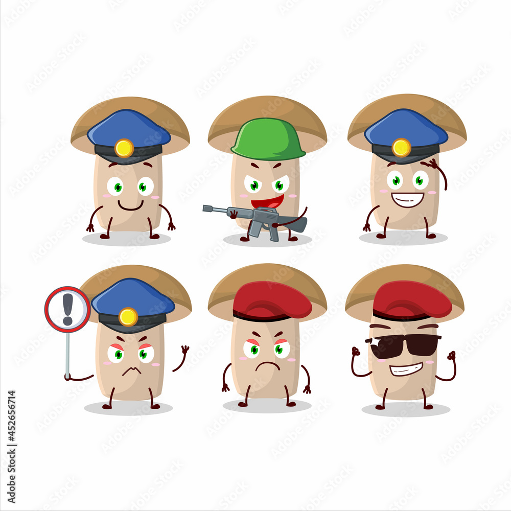 A dedicated Police officer of honey fungus mascot design style