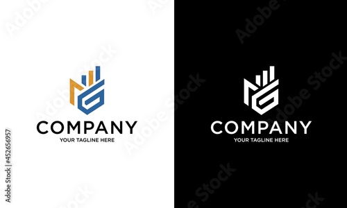City Building with Initial Letter M G, Golden Real Estate Apartment with MG Monogram luxury elegant logo design