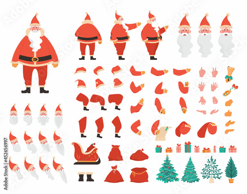 Santa Claus constructor set. Happy old character with white beard