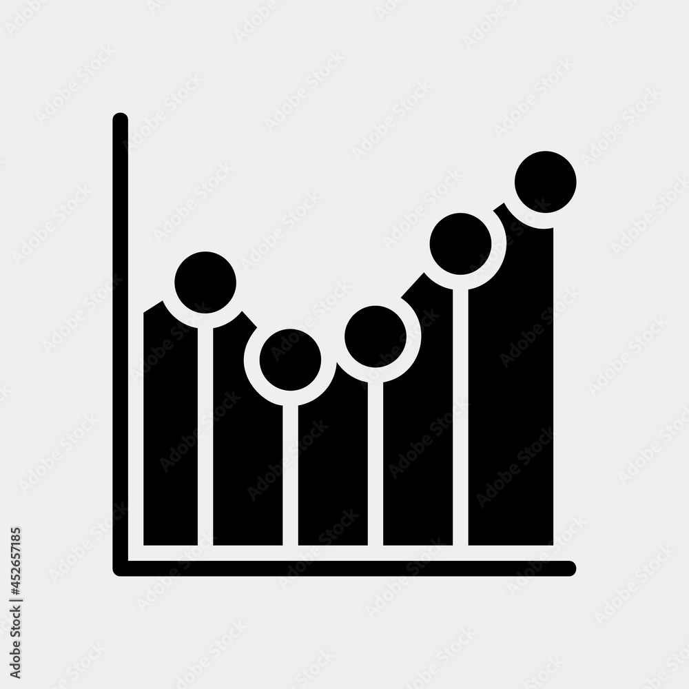 Vector illustration of line chart icon in solid style for any projects Vector illustration of line chart icon in solid style for any projects