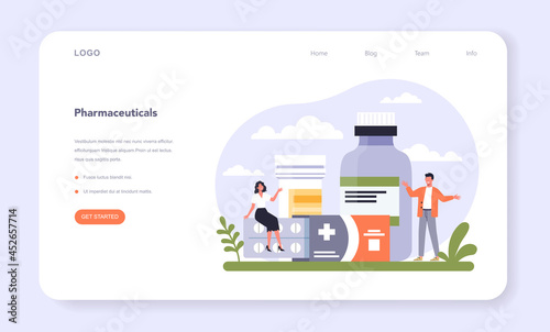 Biotechnology industry sector of the economy web banner or landing page
