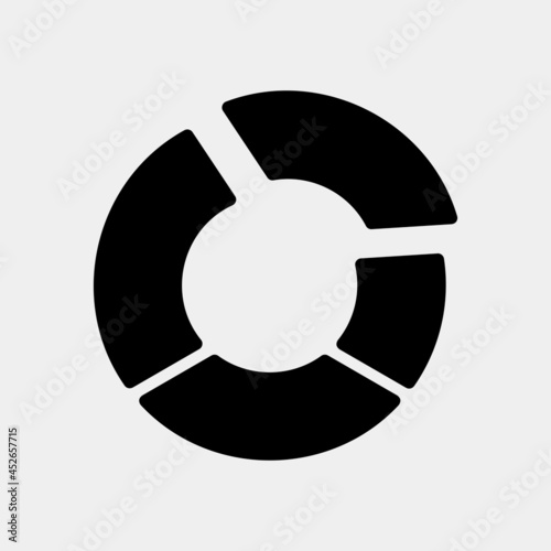 Vector illustration of pie chart icon in solid style for any projects
