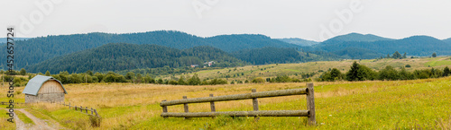 Carpathian Mountains, nature landscape, Karpaty, summer, cloudy day. Panorama