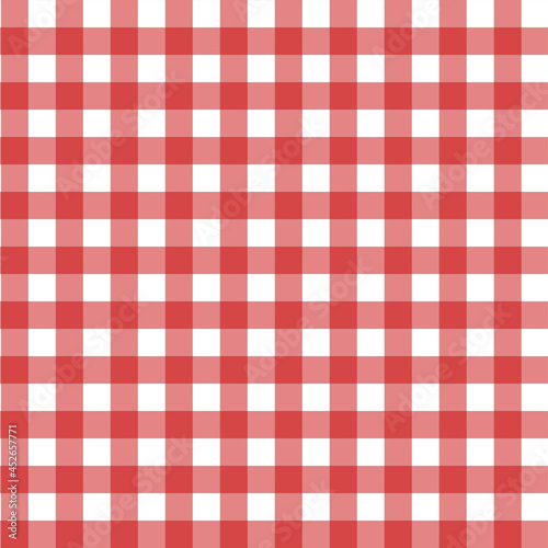 Gingham fabric square checkered texture red seamless pattern vintage background vector