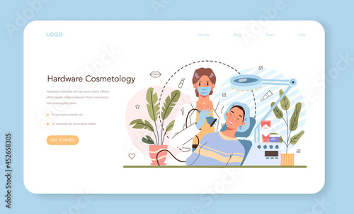Cosmetologist web banner or landing page. Skin care procedure
