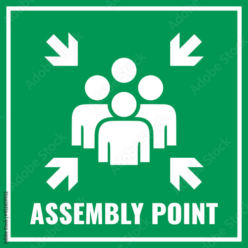 Obraz na płótnie Assembly point vector sign, fire emergency meeting area w salonie