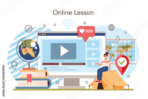 Geography class online service or platform. Studying the lands, features