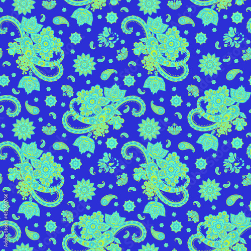 Paisley style Floral seamless pattern. Vector Ornamental Damask background