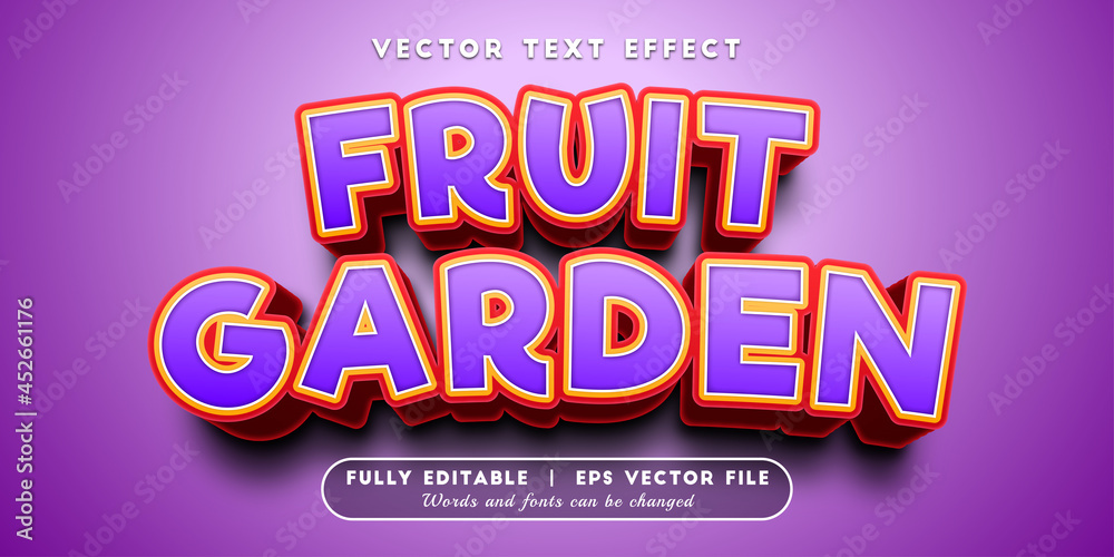 Text effects 3d fruit garden, editable text style Text effects 3d fruit garden, editable text style