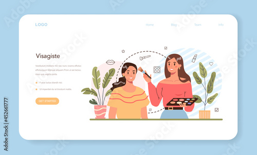 Make up artist web banner or landing page. Professional artist