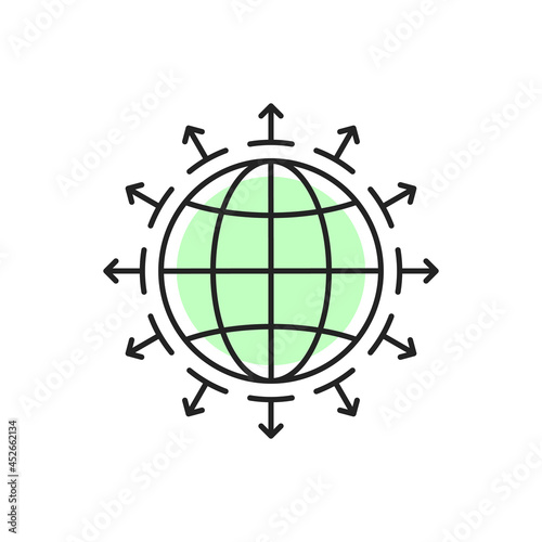 thin line earth globe like world expansion icon