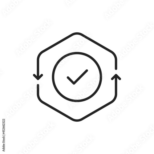 cash flow thin line icon with checkmark