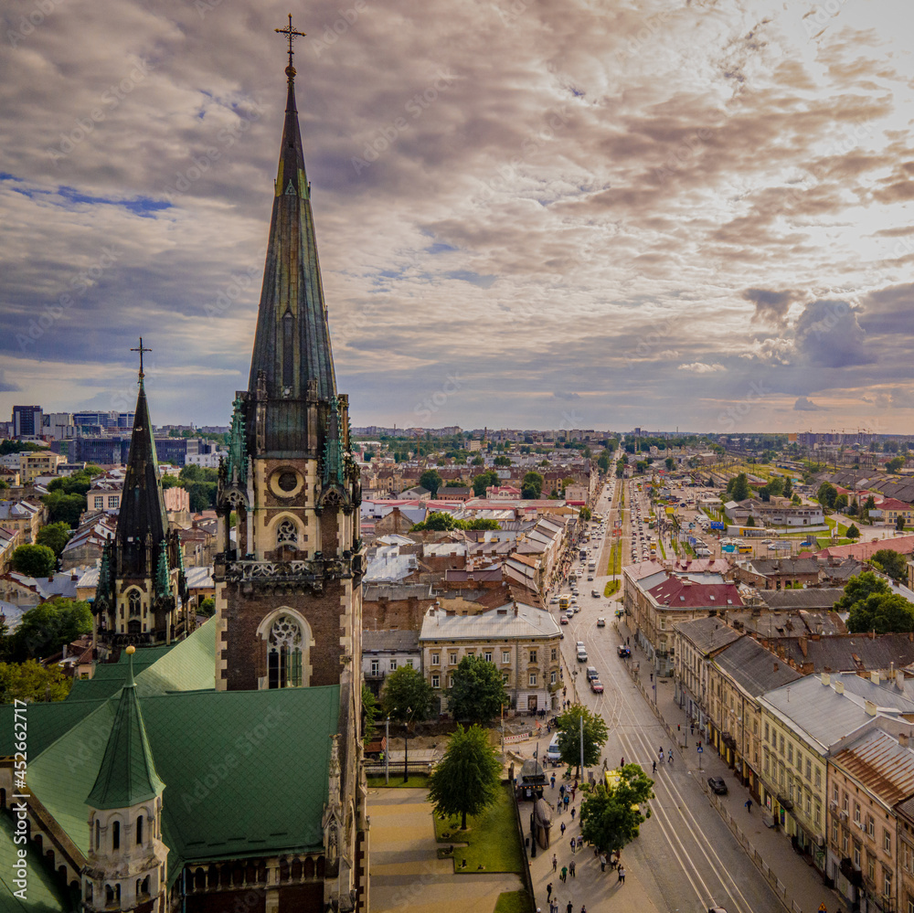 Cathedral in sunset in Lviv, Ukraine