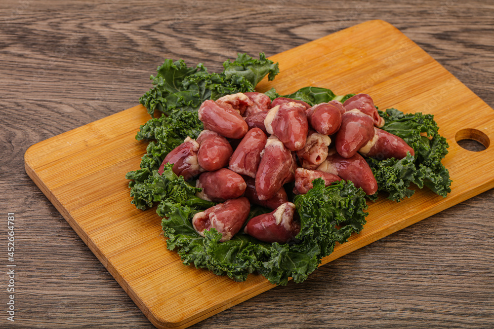 Raw chicken hearts for cooking Raw chicken hearts for cooking