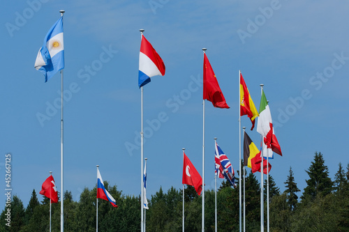 Fototapeta Flags Of Different Countries. Selective focus.