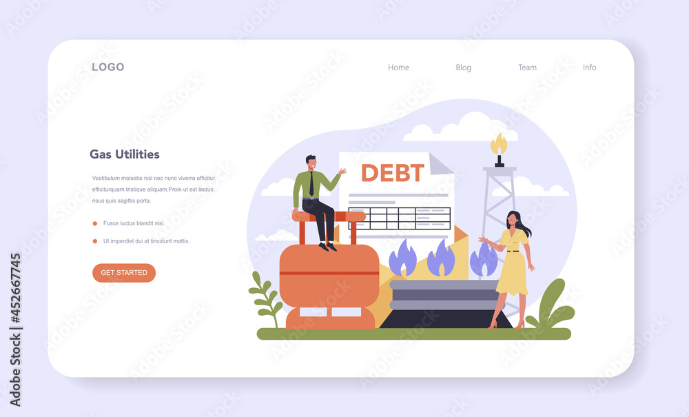 Fototapeta premium Utilities sector of the economy web banner or landing page. Household energy