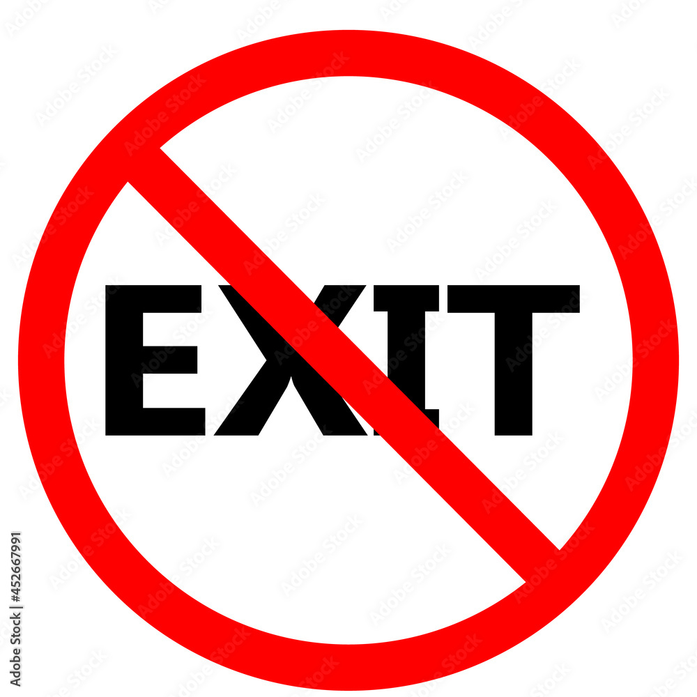 No exit icon on white background. Exit forbidden sign. exit allowed symbol. Forbidden exit logo