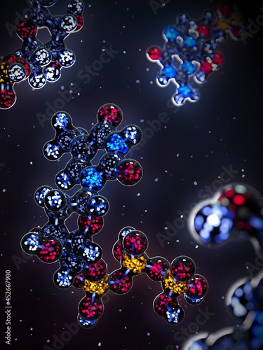 Thymidine triphosphate nucleotide molecule, illustration photo