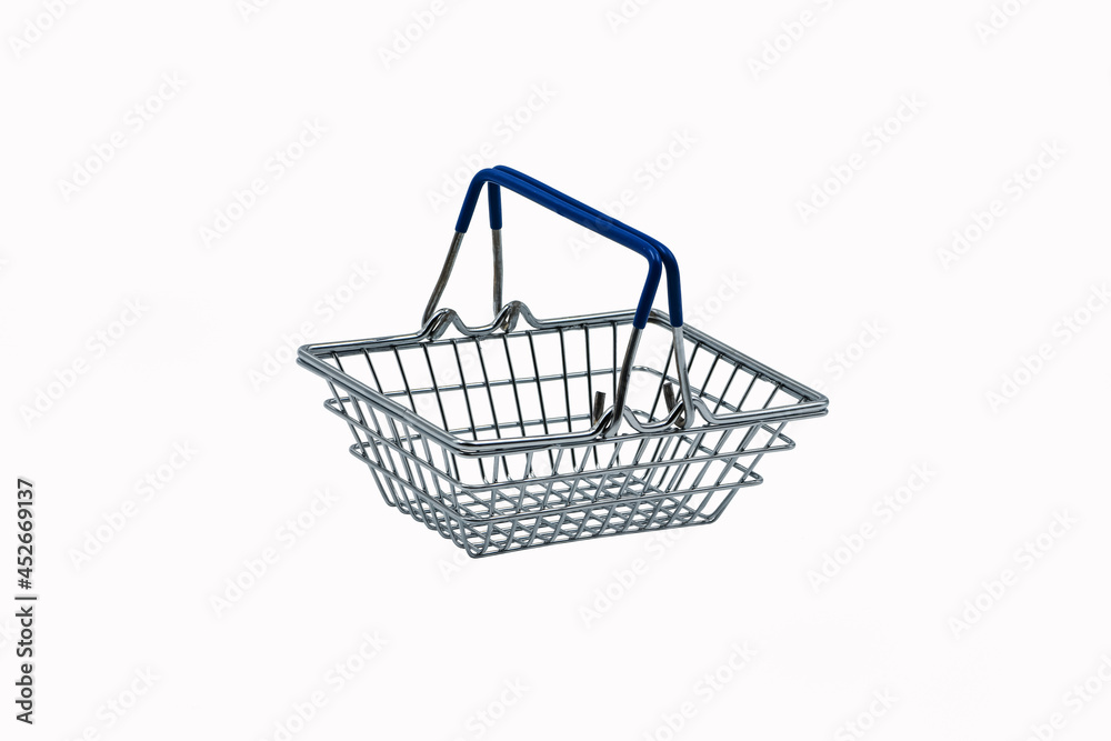 Toy empty shopping basket isolated on white background Toy empty shopping basket isolated on white background