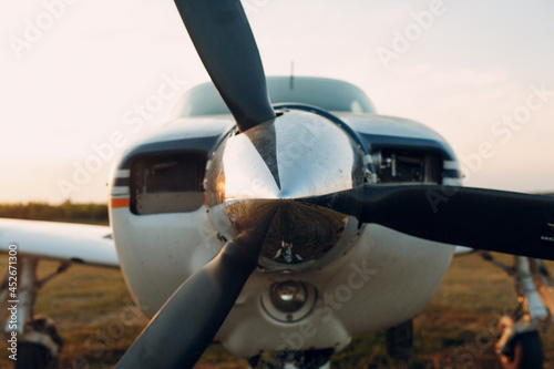 Airplane Motor with Propeller Blades and air intake.