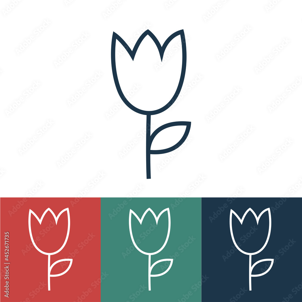 Vector linear icon with flower Vector linear icon with flower