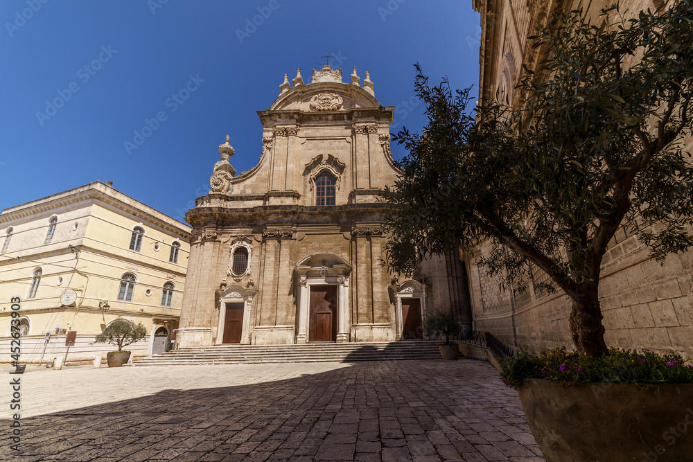 View of Cathedral of Maria Santissima della Madia in the ancient city of Monopoli, province of Bari, region of Apulia, southern Italy.