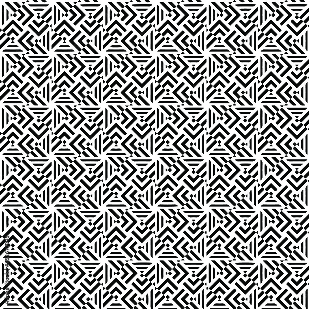 Seamless vector pattern in geometric ornamental style  for wallpapers and backgrounds. Black  ornament.