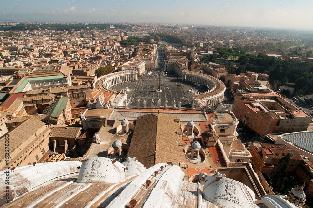 Italy. Rome. View of St. Peter's Square from St. Peter's Cathedral.
