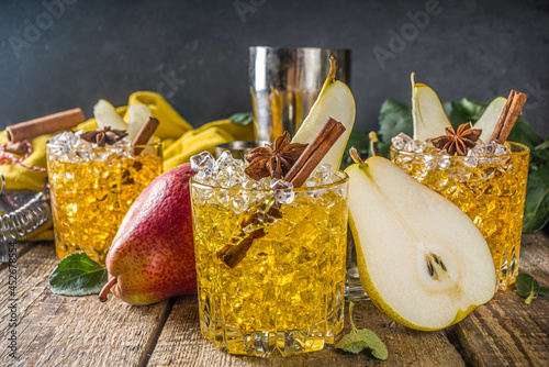 Pear cider cocktail with spices photo