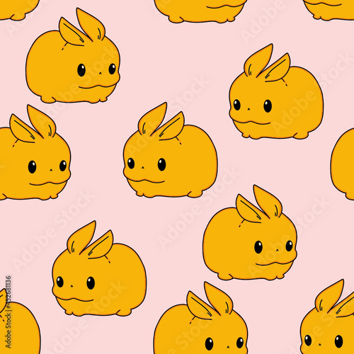 seamless vector pattern with cute rabbits