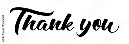 Thank You Hand Lettering, Typography Design Inspiration, Black on White, Modern Calligraphy,  Vector Illustration