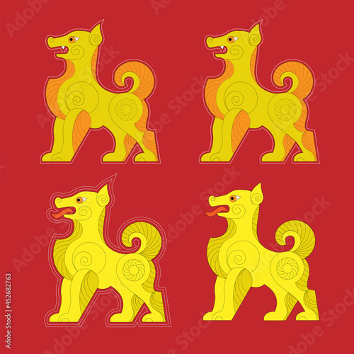 Chinese Zodiac Dog set, paper cut design