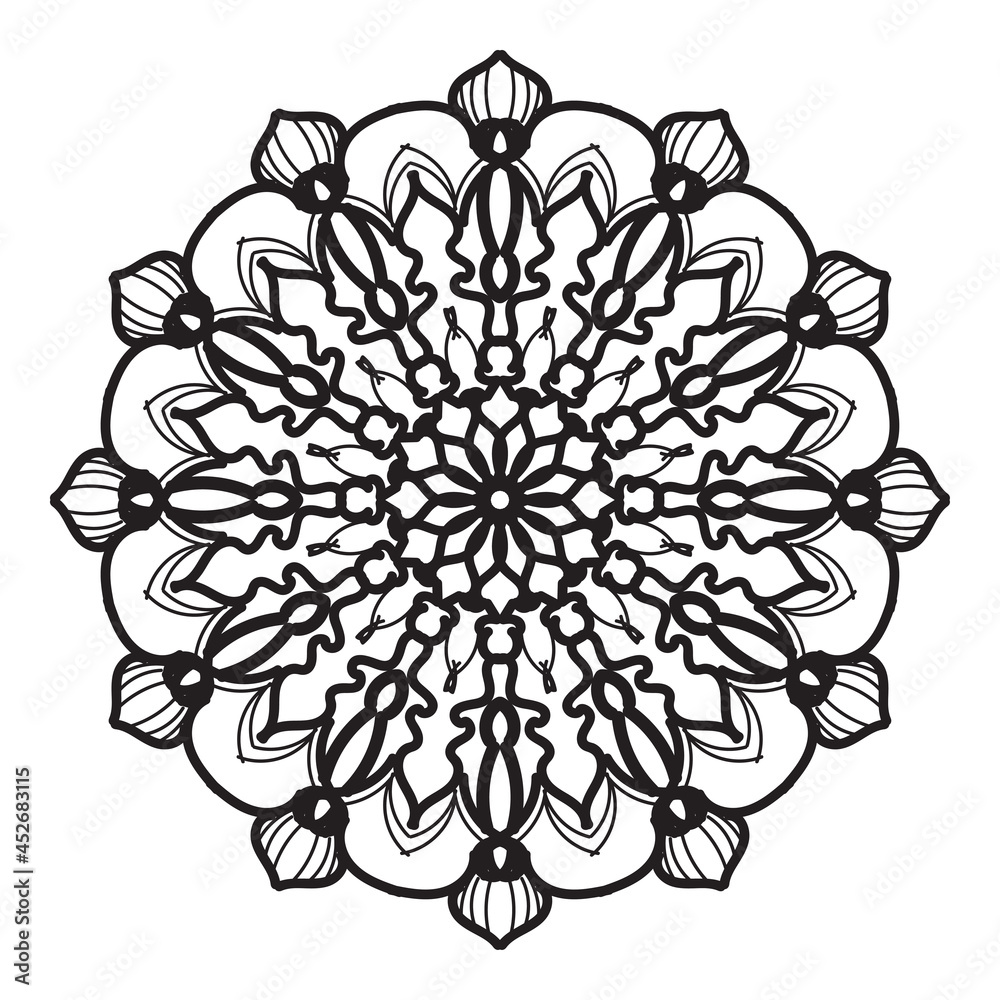 Circular pattern in the form of mandala with flower for henna mandala tattoo decoration Circular pattern in the form of mandala with flower for henna mandala tattoo decoration