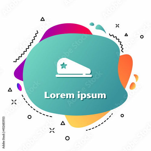 White Military beret icon isolated on white background. Soldiers cap. Army hat. War baret. Abstract banner with liquid shapes. Vector